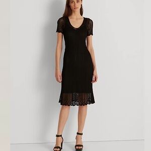 RALPH LAUREN Black Label Hand-Knit Pointelle Short Sleeve Dress